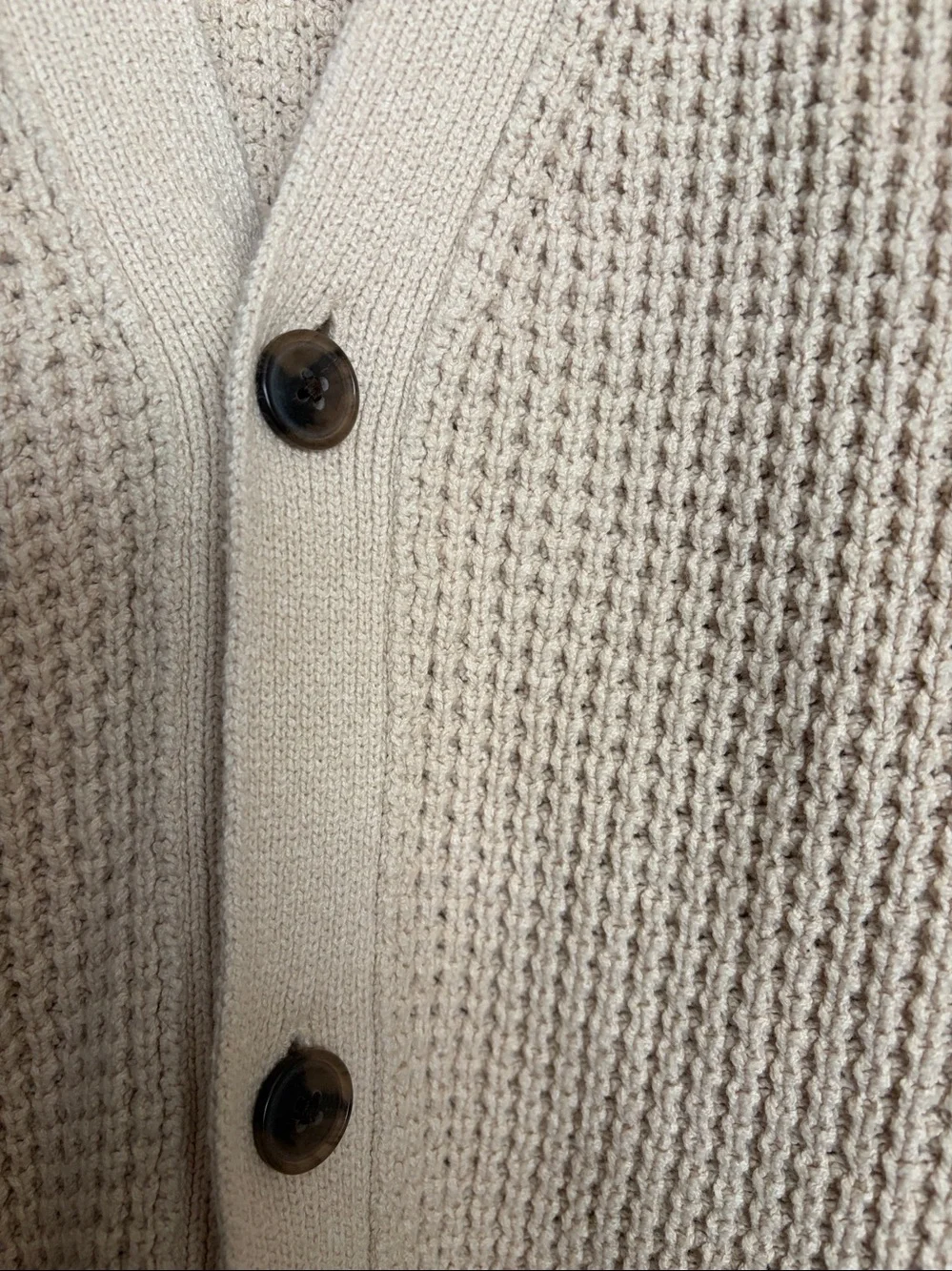 BR - Banana Republic Men's Beige Waffle-Knit Cardigan